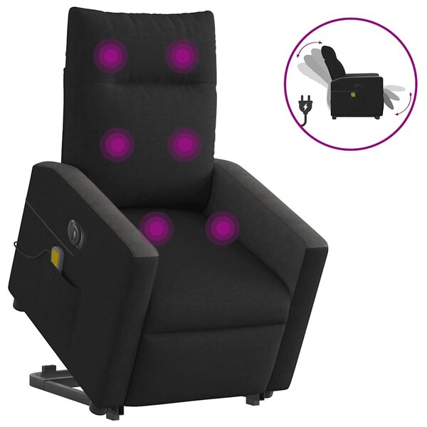 vidaXL Fauteuil inclinable de massage électrique Noir Tissu
