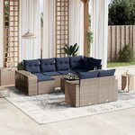 vidaXL Salon de jardin 11 Pièces avec coussins gris résine tressée