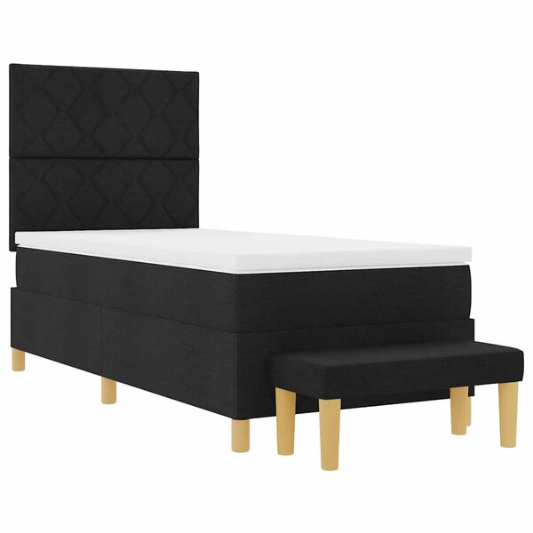 vidaXL Lit à ressorts avec matelas Noir 100 x 200 cm tissu