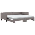vidaXL Lit de jour avec gigogne et matelas taupe 90x200 cm tissu