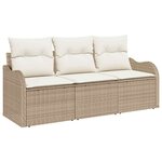 vidaXL Ensemble de canapé de jardin avec coussin 3 Pièces Beige polyrotin