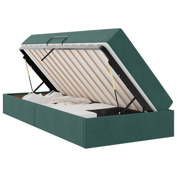 vidaXL Lit avec rangement et matelas Vert foncé 100 x 200 cm Velours