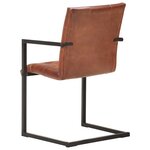 vidaXL Chaises à manger cantilever lot de 4 marron cuir véritable