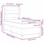 vidaXL Lit avec matelas gris foncé 80x200 cm Tissu