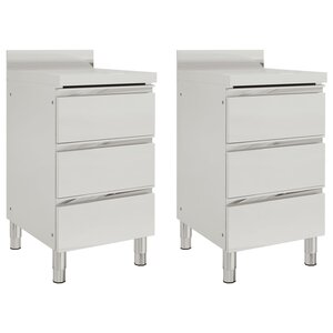 vidaXL Armoires de cuisine commerciale avec 3 tiroirs 2 Pièces Inox