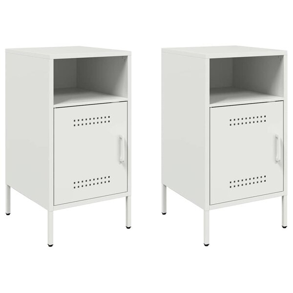 vidaXL Tables de chevet 2 Pièces blanc 36x39x68 cm acier