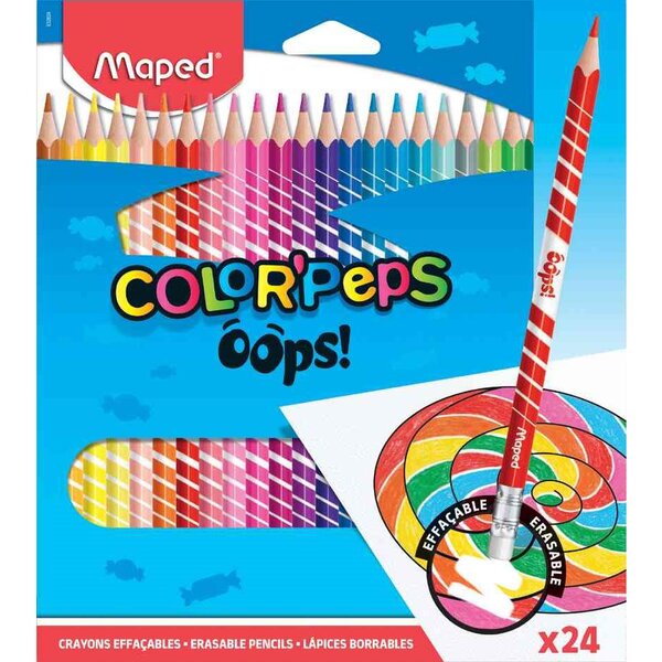 Crayons de couleur COLOR'PEPS  effaçable  étui de 24 MAPED