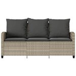 vidaXL Canapé de jardin 3places coussins et table gris clair polyrotin