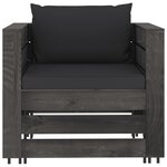 Vidaxl salon de jardin 7 pièces avec coussins bois imprégné de gris