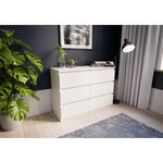 Commode CHELSEA 6 tiroirs - 110 x 42 x 80 - blanc mat