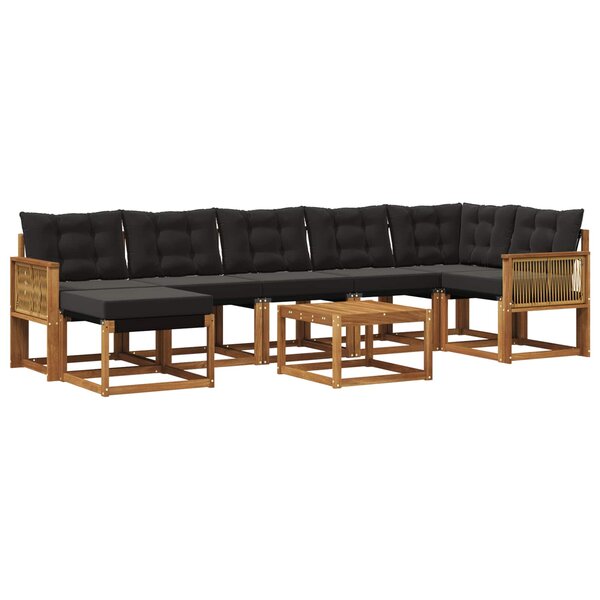 vidaXL Ensemble de canapés d'extérieur 8 pc Naturel et noir