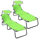 vidaXL Chaise longue pliante 2 pc oxford Vert