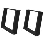 vidaXL Pieds de table basse en U  2 pièces  noir  60 x (42-43) cm  acier