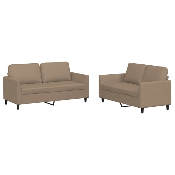 vidaXL Ensemble de canapés 2 Pièces avec coussins Cappuccino Similicuir