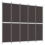vidaXL Cloison de séparation 5 panneaux Marron 250x220 cm Tissu
