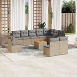 vidaXL Salon de jardin et coussins 11 Pièces mélange beige résine tressée