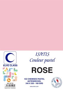 Pqt de 102 Chemises 160 g 240 x 320 mm ISATIS Coloris Pastel Rose ELVE