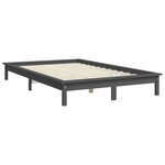 vidaXL Cadre de lit Gris 180x200 cm Bois de pin massif Super King