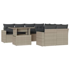vidaXL Salon de jardin 9 Pièces avec coussins gris clair résine tressée