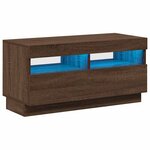 vidaXL Meuble TV avec lumières LED chêne marron 80x35x40 cm