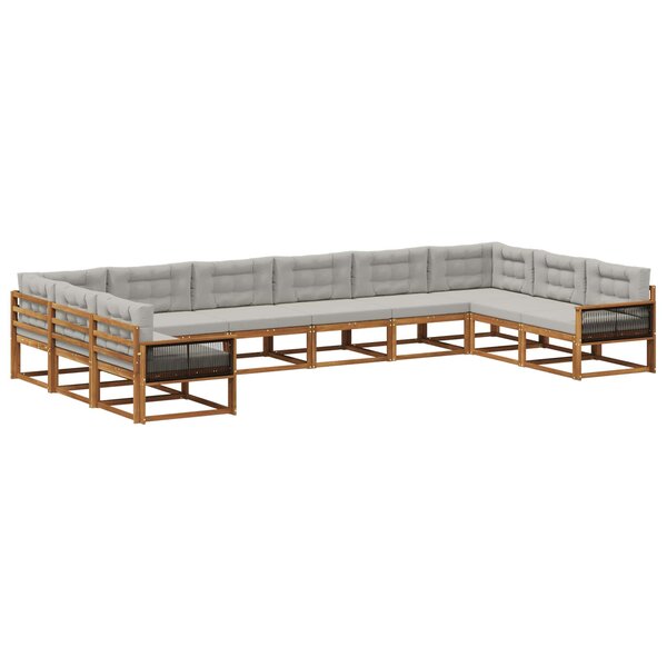 vidaXL Ensemble de canapés d'extérieur 10 pc Naturel et gris clair