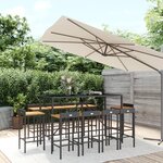 vidaXL Ensemble de bar jardin 11Pièces noir poly rotin/bois massif acacia