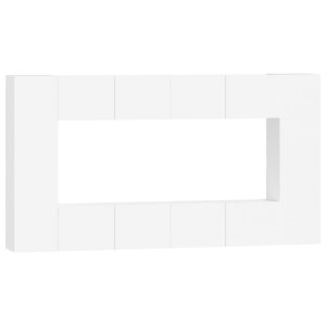 vidaXL Ensemble de meubles TV 8 Pièces Blanc Bois d'ingénierie