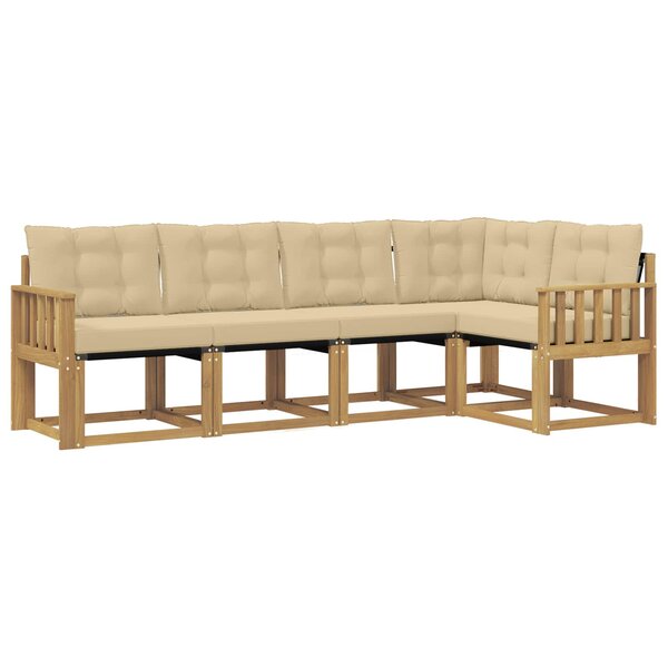 vidaXL Ensemble de canapés d'extérieur 5 pc Blanc et Beige