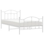 vidaXL Cadre de lit métal sans matelas et pied de lit blanc 100x200 cm