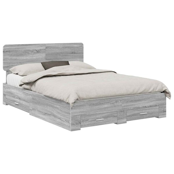 vidaXL Cadre de lit Gris Sonoma 150 x 200 cm Bois d'ingénierie
