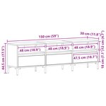 Meuble TV vidaXL Noir Chêne 150x30x44 5 cm Bois d'ingénierie