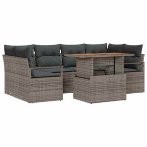 vidaXL Ensemble de canapé de jardin 7 Pièces Gris Poly rotin