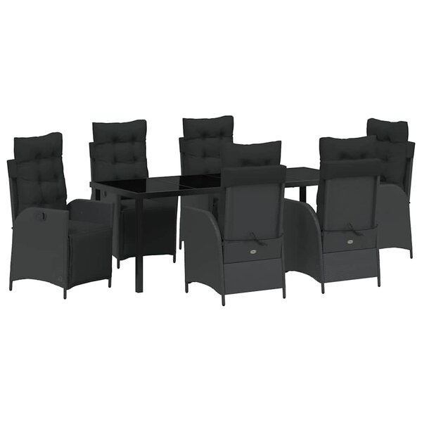 vidaXL Ensemble de salle à manger pour jardin 7 Pièces Noir polyrotin