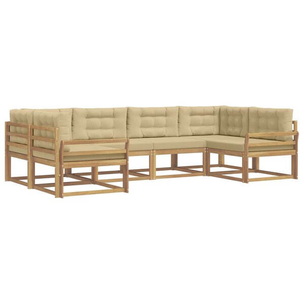 vidaXL Ensemble de canapés d'extérieur 6 Pièces Blanc et Beige