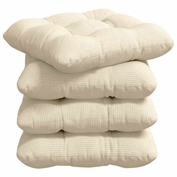 vidaXL Coussins de siège 4 pc Tissu en velours côtelé Crème 45 x 45 cm