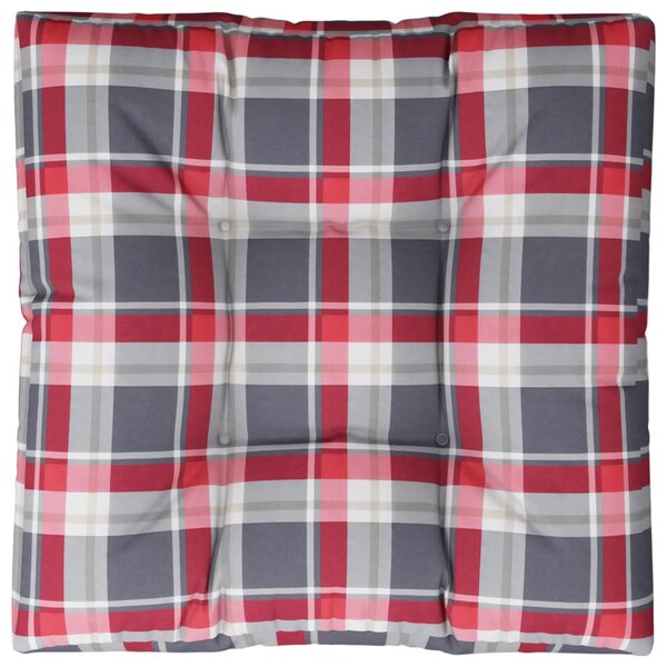 vidaXL Coussin de palette motif à carreaux rouge 80x80x12 cm tissu