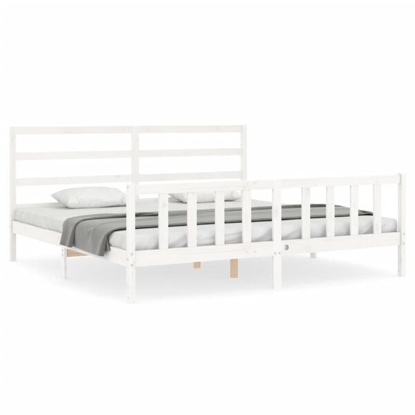 vidaXL Cadre de lit avec tête de lit blanc 200x200 cm bois massif