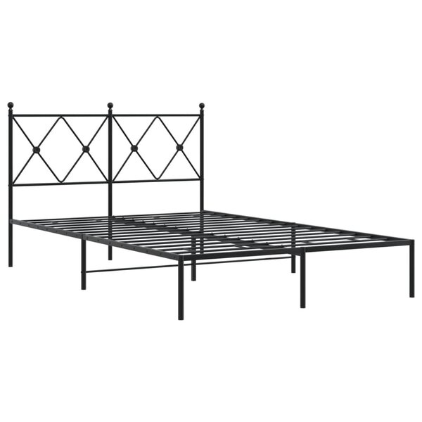 vidaXL Cadre de lit métal avec tête de lit noir 120x200 cm