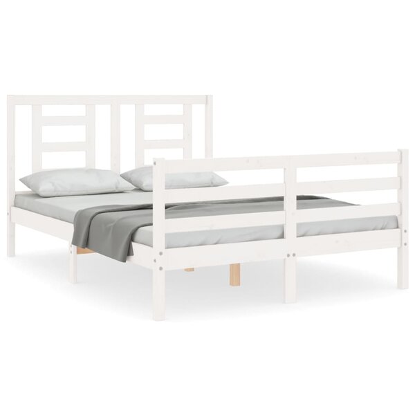 vidaXL Cadre de lit sans matelas blanc bois massif