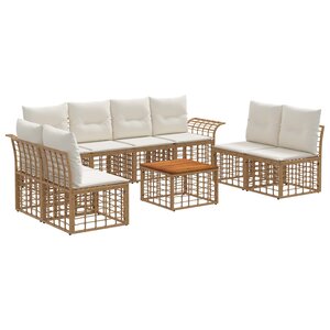 vidaXL Ensemble de canapés d'extérieur 9 pc Blanc Naturel et Crème