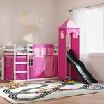 vidaXL Lit superposé sans matelas avec toboggan et rideaux 90x200 cm
