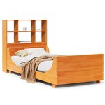 vidaXL Lit bibliothèque sans matelas cire marron 90x190 cm bois massif