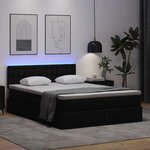 vidaXL Lit avec des lumières à LED avec stockage Noir 140 x 190 cm PVC