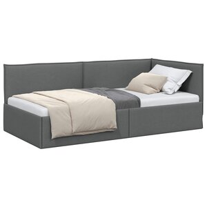 vidaXL Cadre de lit d'angle Gris foncé 100 x 200 cm Velours