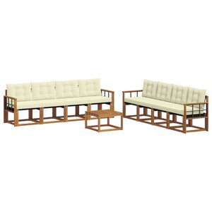vidaXL Ensemble de canapés d'extérieur 9 pc Naturel et Crème