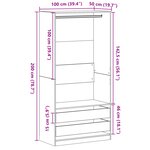 vidaXL Armoire en Chêne Noir - 100 x 50 x 200 cm - Conçue en Bois d'Ingénierie