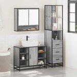 vidaXL Ensemble de meubles de salle de bain 3 Pièces sonoma gris