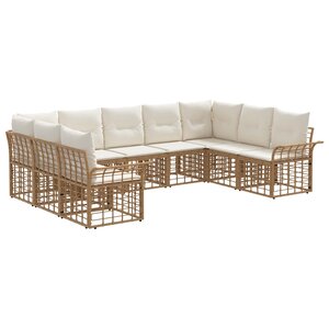 vidaXL Ensemble de canapés d'extérieur 9 pc Blanc Naturel et Crème