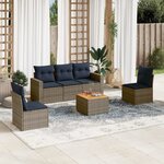 vidaXL Salon de jardin 6 Pièces avec coussins gris résine tressée
