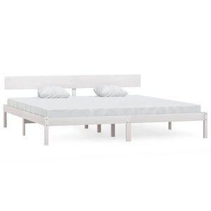 vidaXL Cadre de lit sans matelas blanc bois massif 200x200 cm